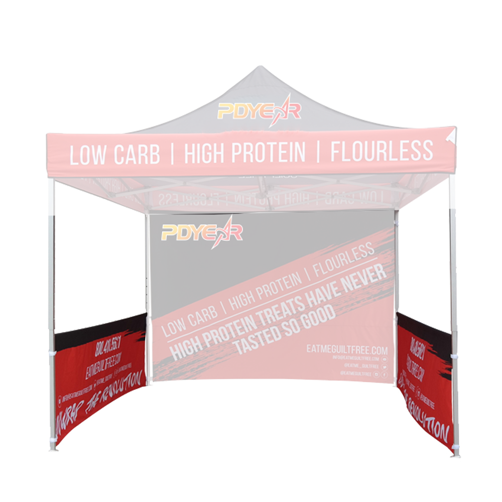 10x10  canopy tent single side printed half wall  advertising  event custom print trade show ez pop up marquee gazebo awning