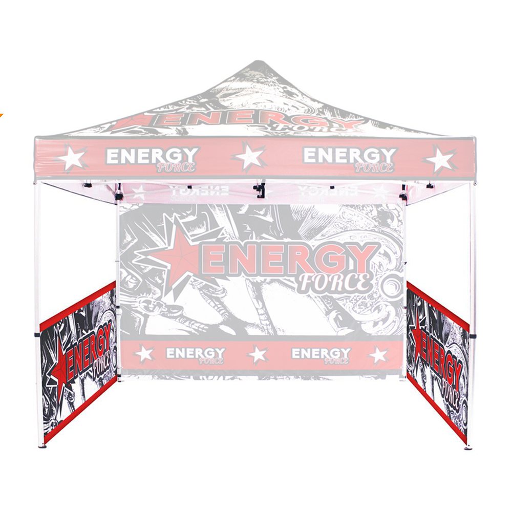 10x10  canopy tent single side printed half wall  advertising  event custom print trade show ez pop up marquee gazebo awning