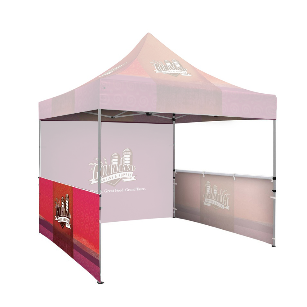 10x10  canopy tent single side printed half wall  advertising  event custom print trade show ez pop up marquee gazebo awning