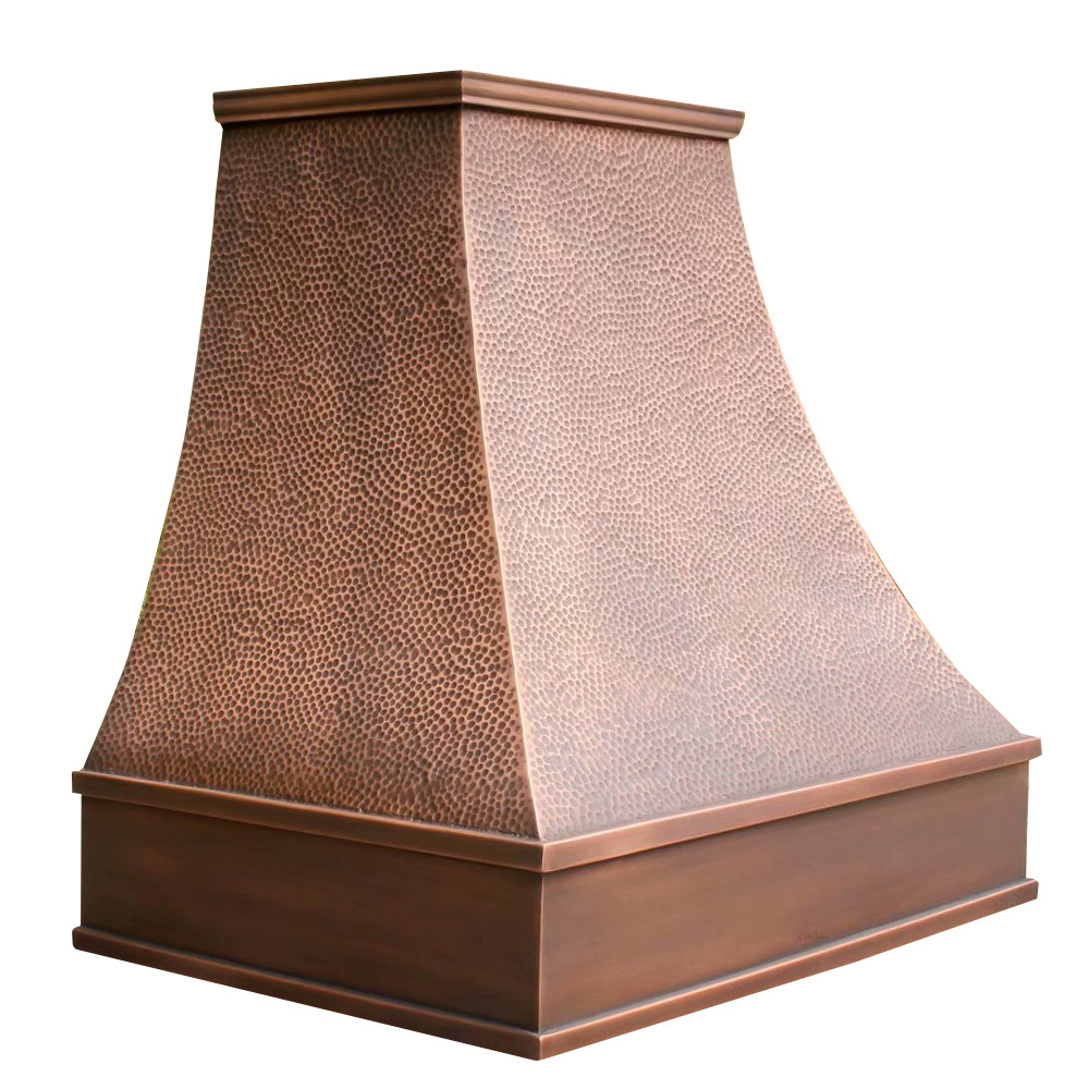 Customhoodsmaster H80002 custom hand crafted hand hammered antique copper kitchen chimney range hood canopy hood