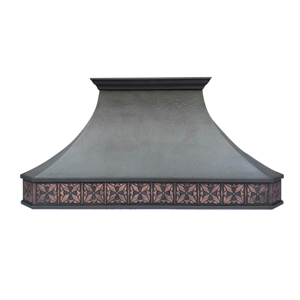 Customhoodsmaster custom hand crafted hand hammered antique copper kitchen chimney range hood canopy hood