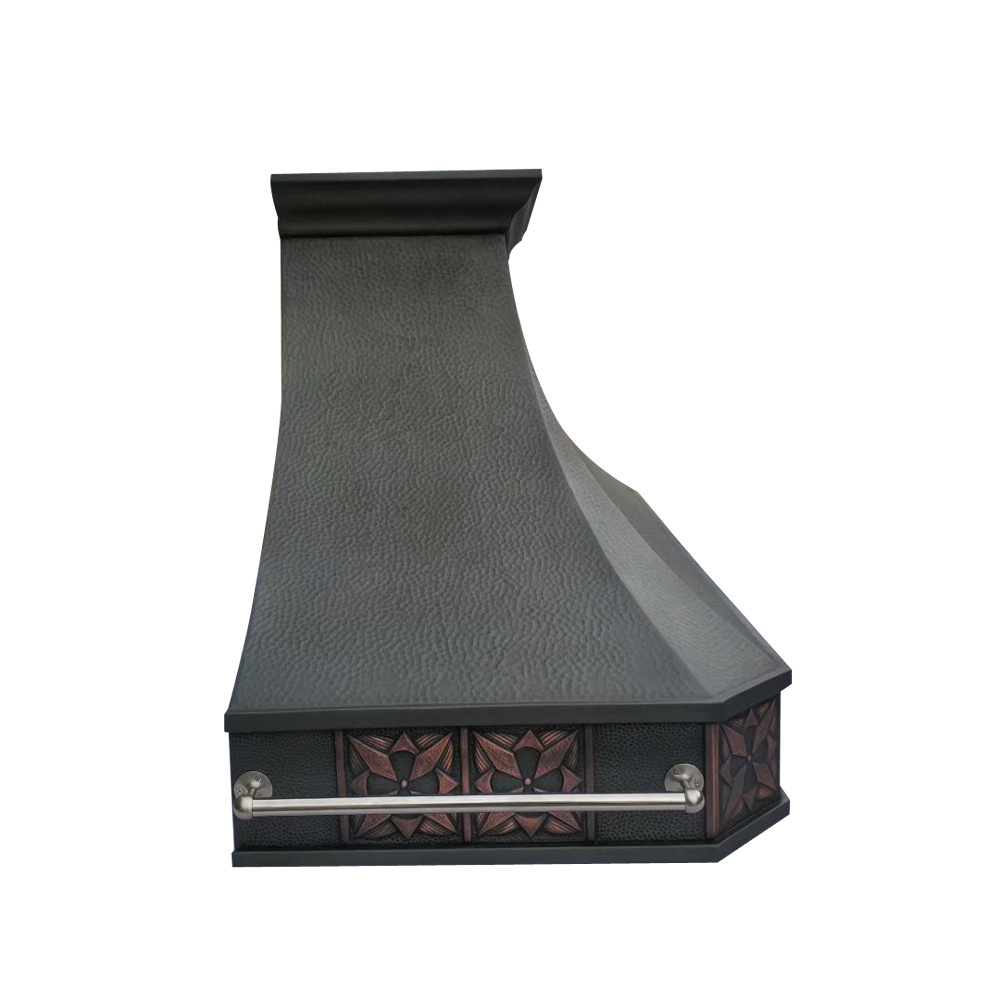 Customhoodsmaster custom hand crafted hand hammered antique copper kitchen chimney range hood canopy hood