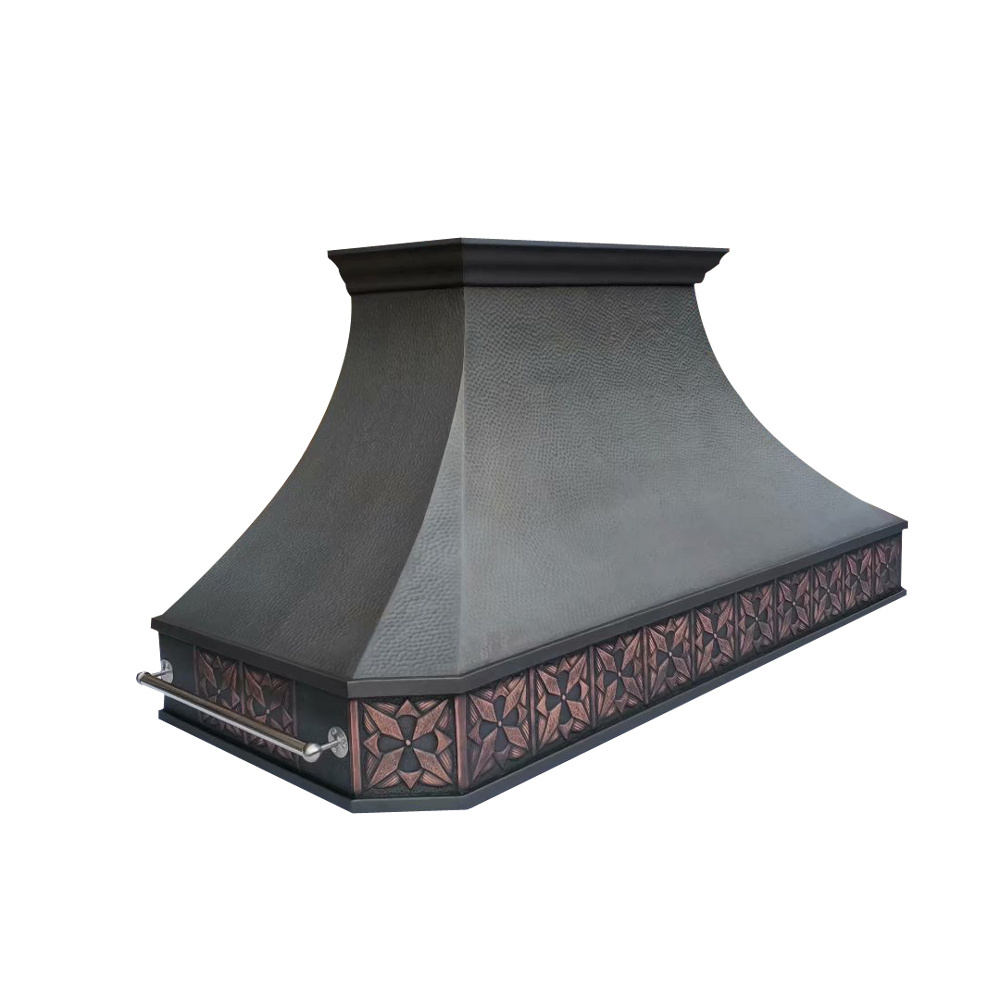 Customhoodsmaster custom hand crafted hand hammered antique copper kitchen chimney range hood canopy hood