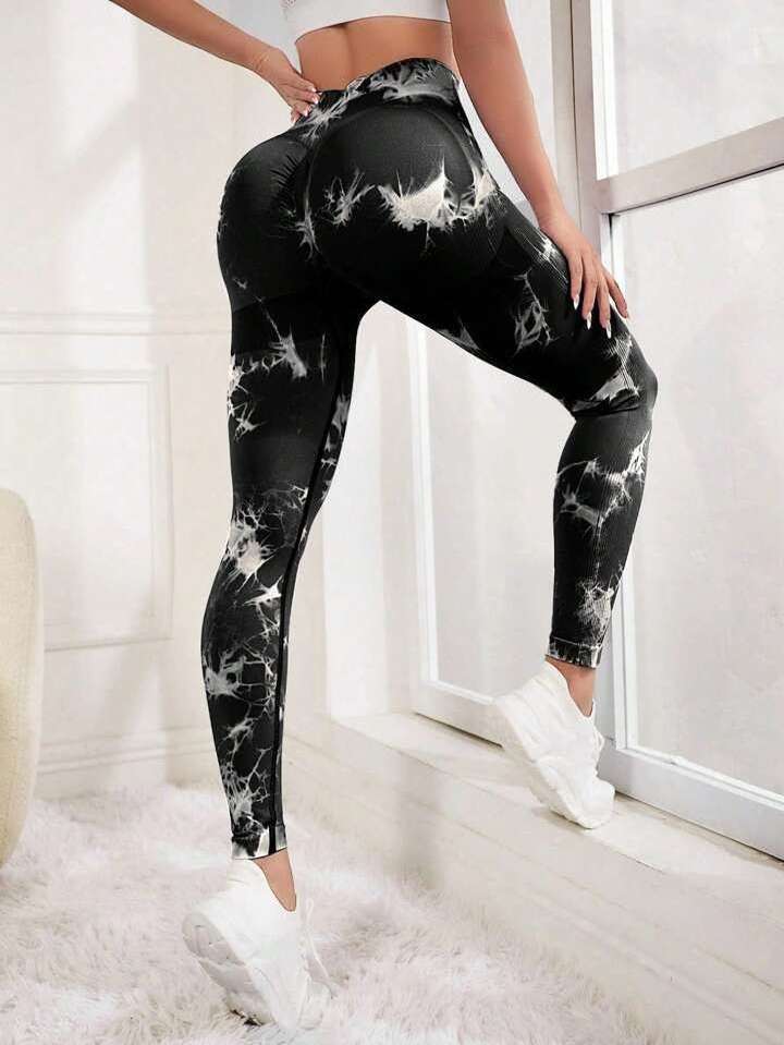 New arrival fitness tie dye thick workout yoga pants leggings wholesale seamless