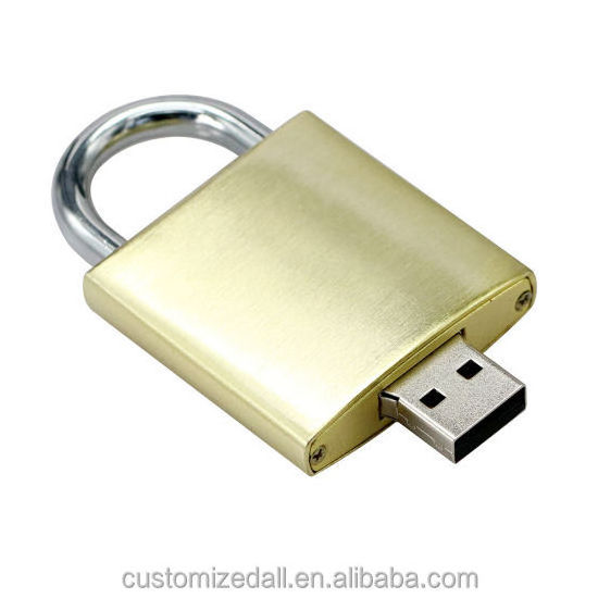 Custom Metal lock USB Flash Drive 2gb Gloden lock without key usb stick Special gift lock shape usb memory