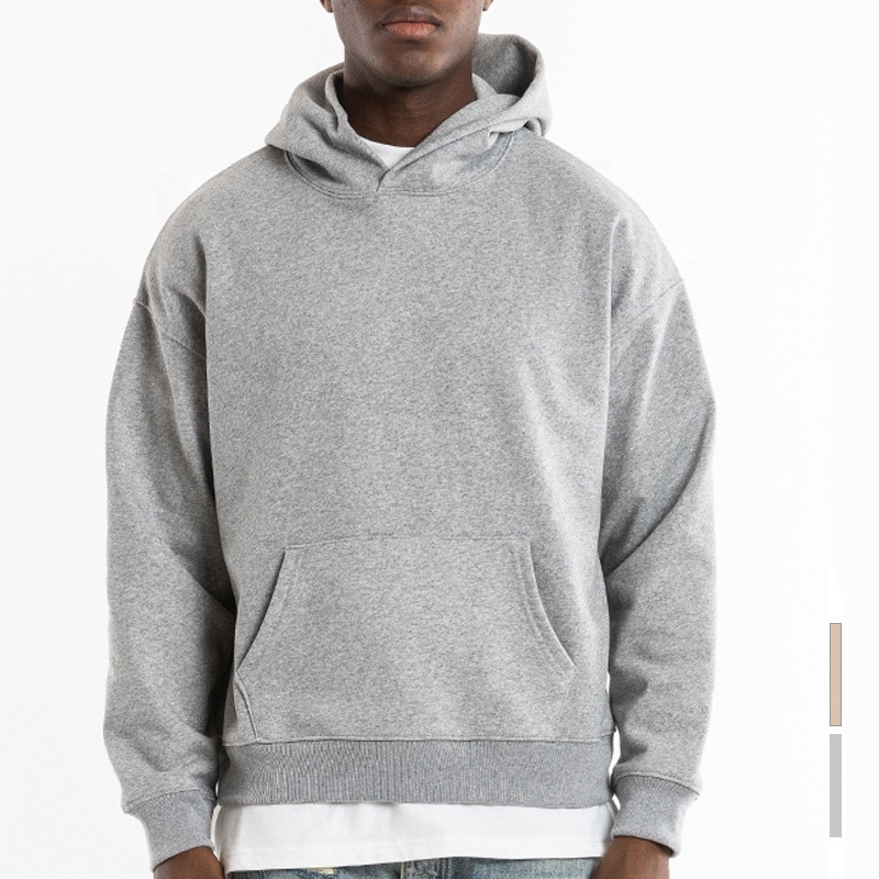 High Quality Custom logo Men's Heavy weight blank Oversized Sweatshirt Pullover No String Thick Fleece Hoodies