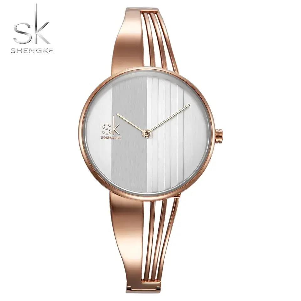 SHENGKE K0062L Female Luxury Gold Plated Stainless Steel Wrist Womens Watch