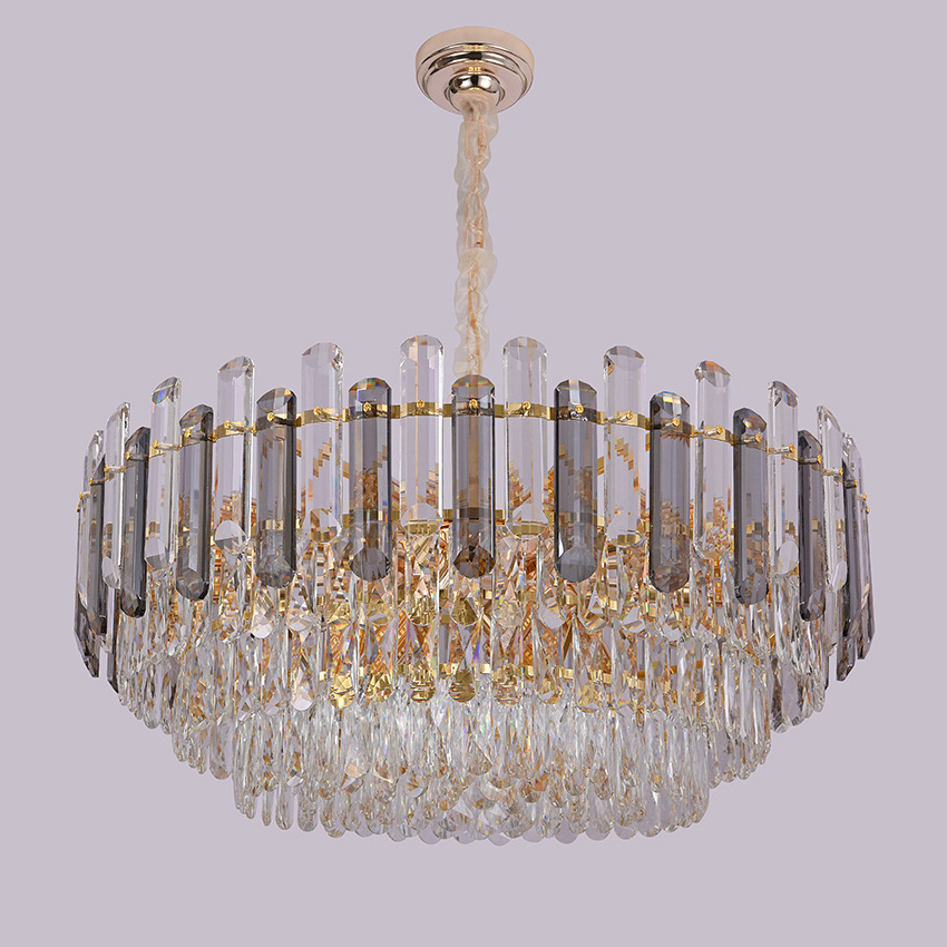 Luxury Modern Gold Glass K9 Crystal Indoor Living Room Hanging Hotel Bedroom Chandeliers Pendant Ceiling Lights