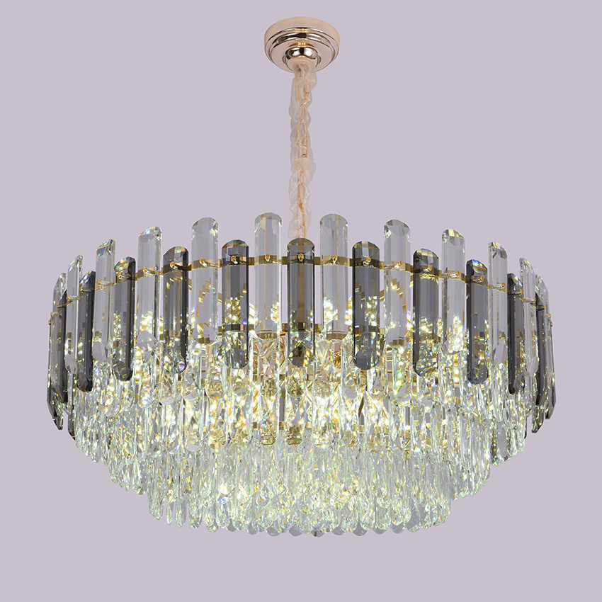 Luxury Modern Gold Glass K9 Crystal Indoor Living Room Hanging Hotel Bedroom Chandeliers Pendant Ceiling Lights