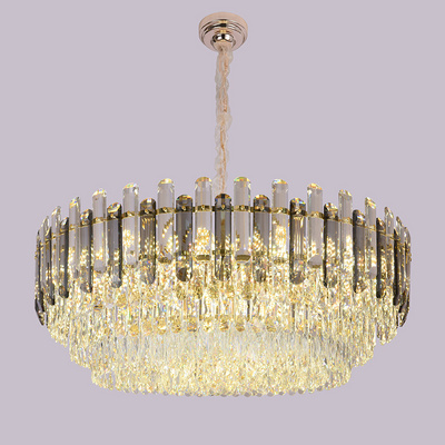 Luxury Modern Gold Glass K9 Crystal Indoor Living Room Hanging Hotel Bedroom Chandeliers Pendant Ceiling Lights