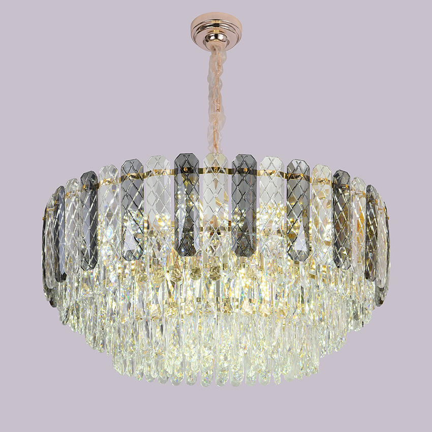 Luxury Modern Gold Glass K9 Crystal Indoor Living Room Hanging Hotel Bedroom Chandeliers Pendant Ceiling Lights