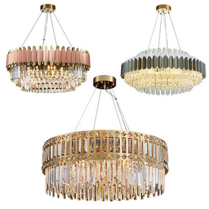 Round Chandelier Flush Mount Ceiling Modern Crystal Pendant Light For Living Room Dining Room Lobby Bathroom Restaurant