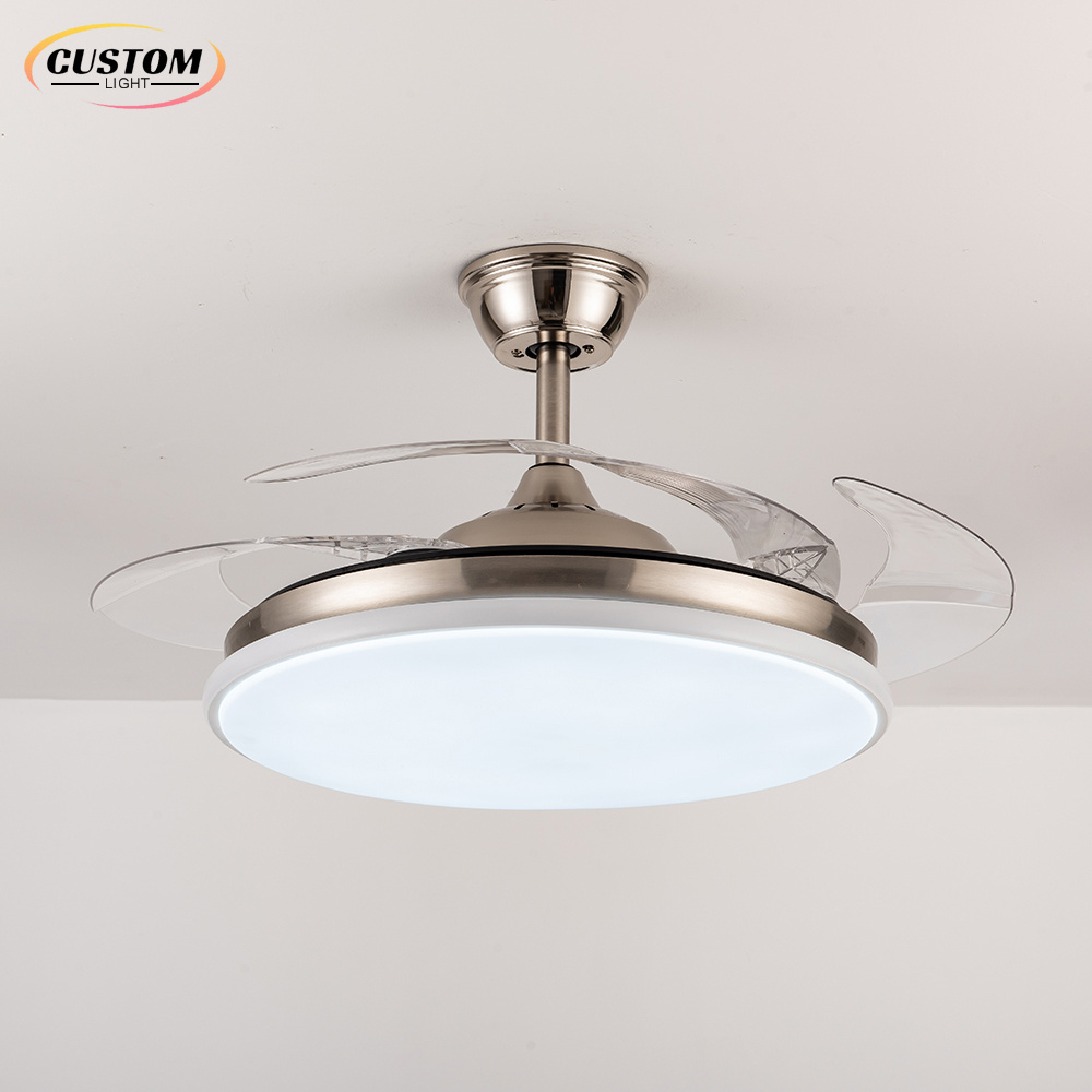 Bathroom Light Modern Techo Abanico De Square Chandelier Ceiling Fan With Light And Remote Fan Light