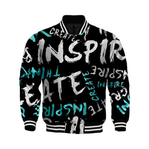 men sublimation high quality  custom wholesale satin varsity letterman baseball bomber jacket