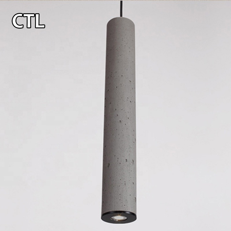 Cement made home decor concrete lamp kitchen island led hanging lamp designers restaurant bars nordic modern tube pendant light