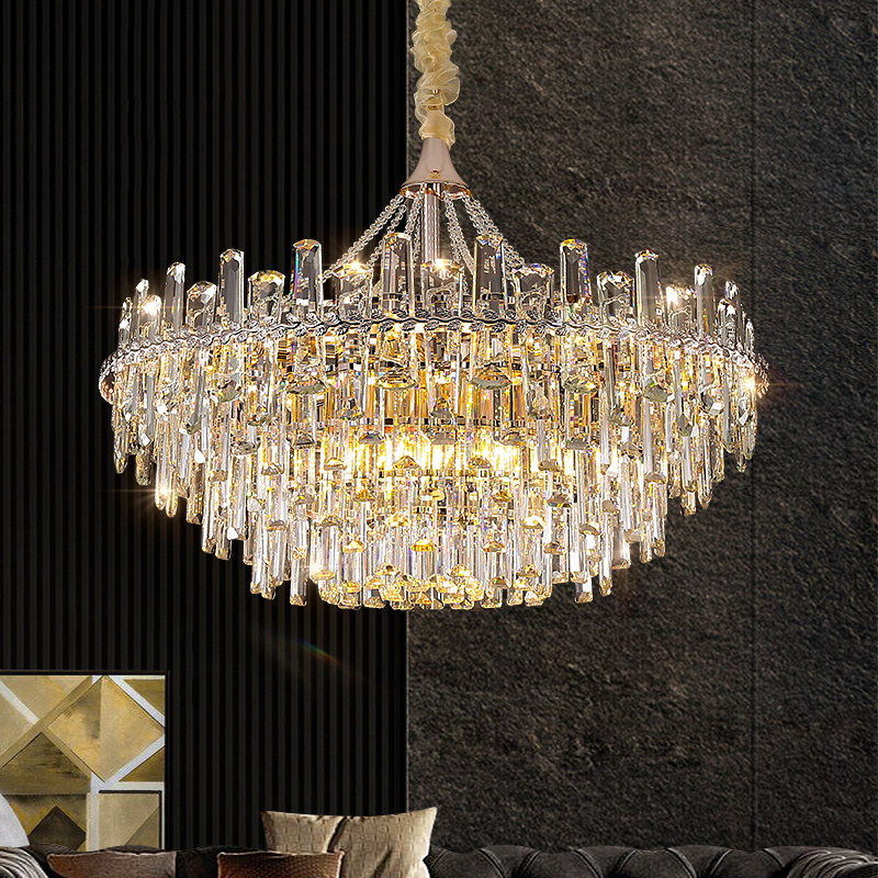 Living room large round luxury pendant light kitchen restaurant gold hanging lamp home decor nordic modern k9 crystal chandelier