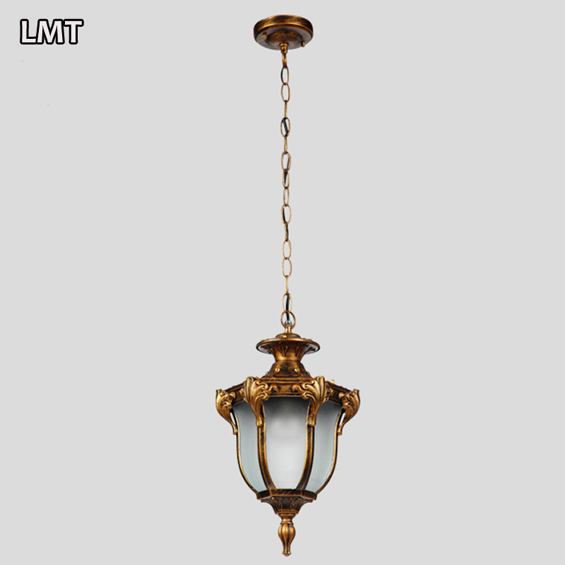 Industrial loft retro aisle balcony glass hanging lamp outdoor courtyard rustic bronze waterproof pendant light