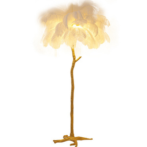 Minimalist living room home decor trees standing floor lamp hotel bedroom nordic modern gold luxury ostrich feather floor lamps