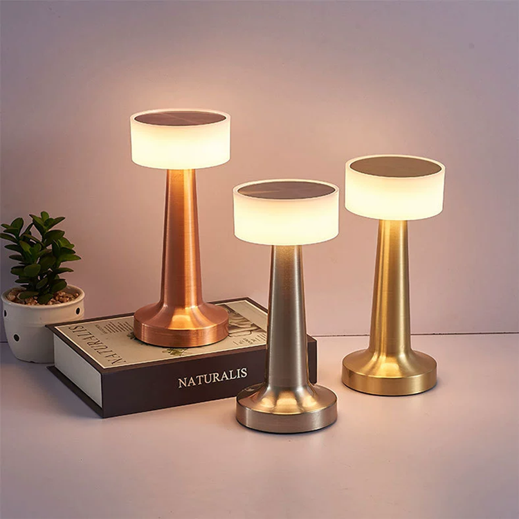 Restaurant modern gold luxury desk wireless night light hotel bedside baby gifts USB rechargeable dimmable led table lamp