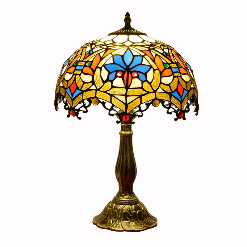 Restaurant tiffany stained glass reading table lamp hotel bedroom bedside modern luxury mosaic turkish table lamp