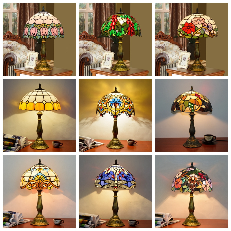 Restaurant tiffany stained glass reading table lamp hotel bedroom bedside modern luxury mosaic turkish table lamp