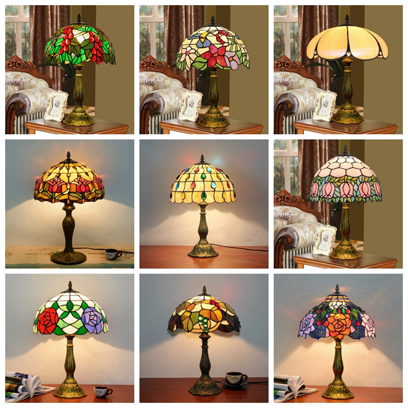 Restaurant tiffany stained glass reading table lamp hotel bedroom bedside modern luxury mosaic turkish table lamp