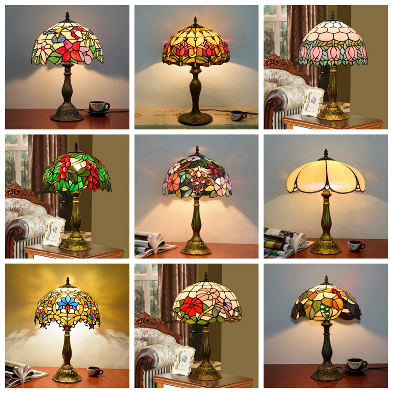 Restaurant tiffany stained glass reading table lamp hotel bedroom bedside modern luxury mosaic turkish table lamp