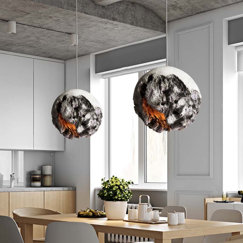 Home decor minimalist kitchen moon pendant light 3D led ceiling hanging lamp hotel bedroom designers modern black chandelier