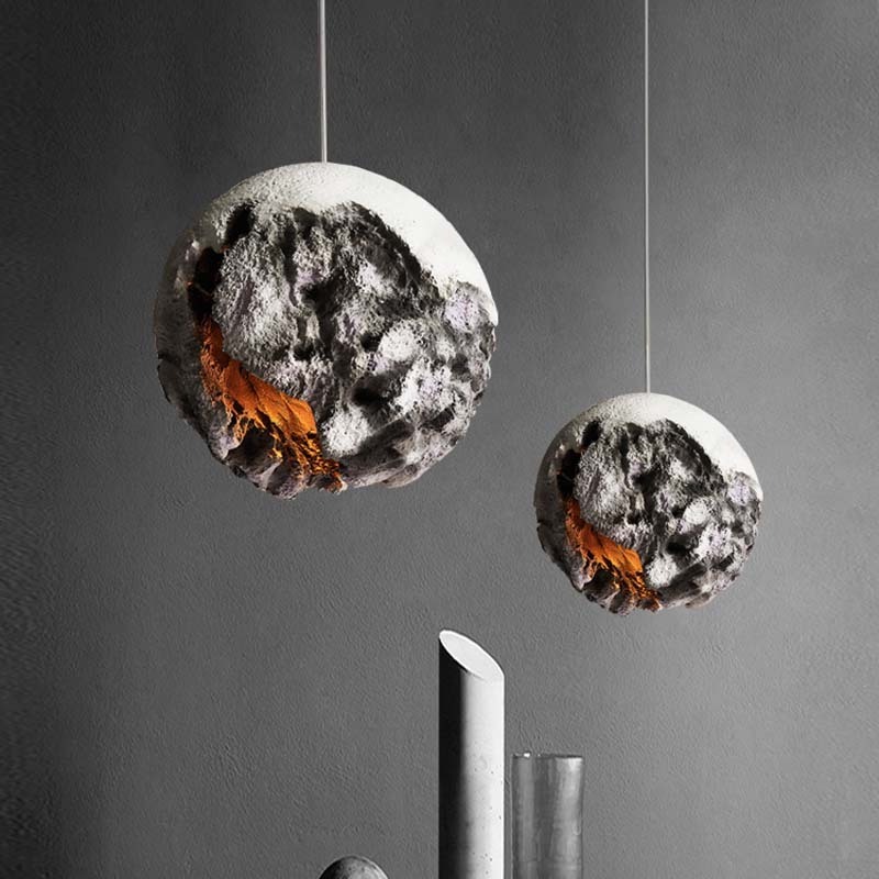 Home decor minimalist kitchen moon pendant light 3D led ceiling hanging lamp hotel bedroom designers modern black chandelier