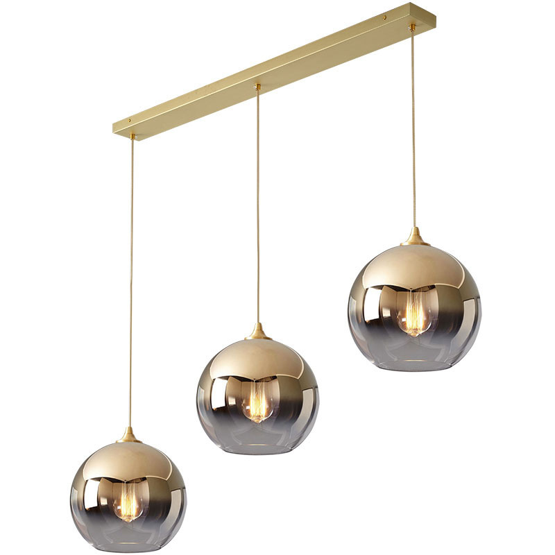 Kitchen restaurant round gold chandelier low ceilings hanging lamp luxury hand blown nordic modern glass ball pendant light