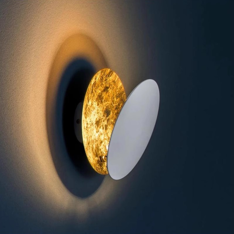 Interior minimalist design round rotate wall lights home decor living room hotel nordic modern gold luxury metal led wall lamp