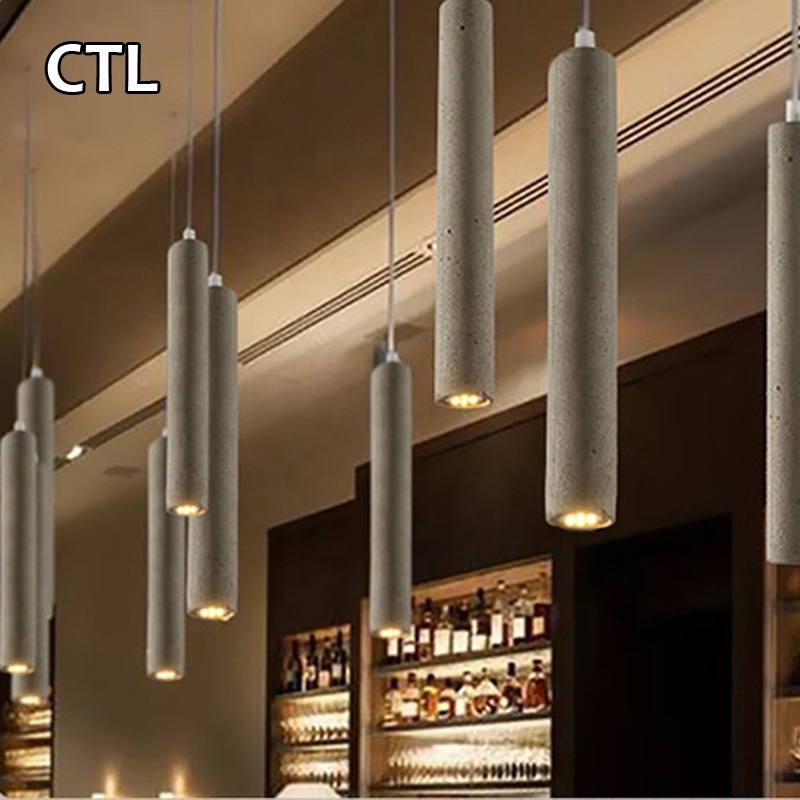 Cement made home decor concrete lamp kitchen island led hanging lamp designers restaurant bars nordic modern tube pendant light