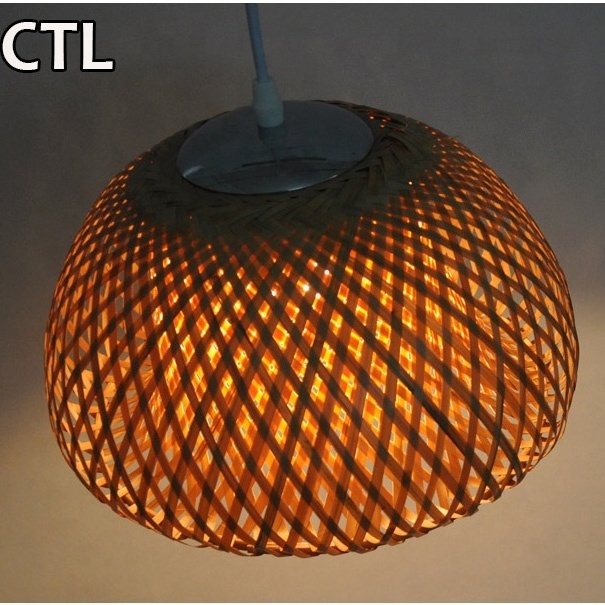 Japanese style hotel restaurant decor indoor hanging pendent lamp round Asian outdoor led bamboo ceiling pendant light