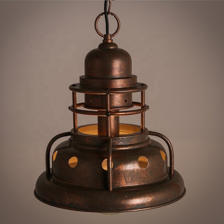 Kitchen loft retro rustic bronze pendant light wrought iron single hanging lamp home decor cheap industrial vintage lamp