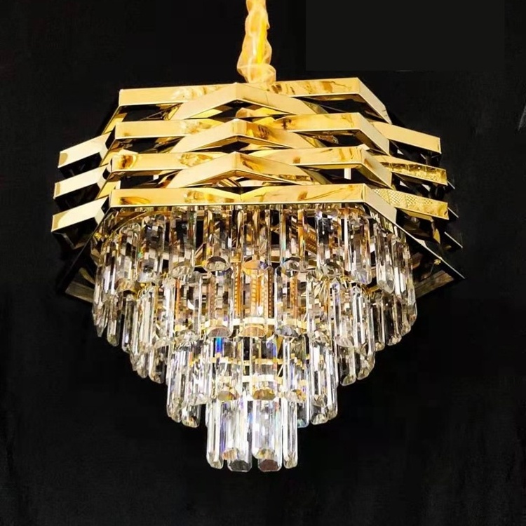 Large round indoor luxury living room pendant light black gold LED hanging lamp home decor nordic modern k9 crystal chandelier