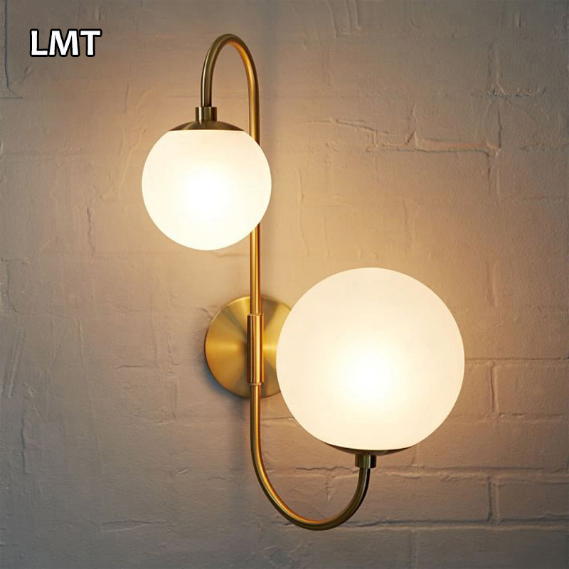 Most needed products indoor vanity light wall ornament hotel sconces lights clear glass ball luxury gold wall lamp