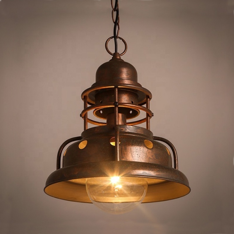 Restaurant Retro Chandelier Light Kitchen Loft Rustic Iron Pendant Light Cage Shades Industrial Vintage Lamp