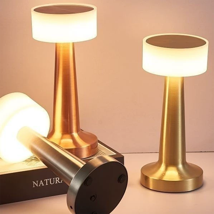 Restaurant modern gold luxury desk wireless night light hotel bedside baby gifts USB rechargeable dimmable led table lamp