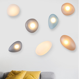 Pebble shape glass wall lamp bedroom bedside colorful wall sconces decorative nordic modern wall lamp