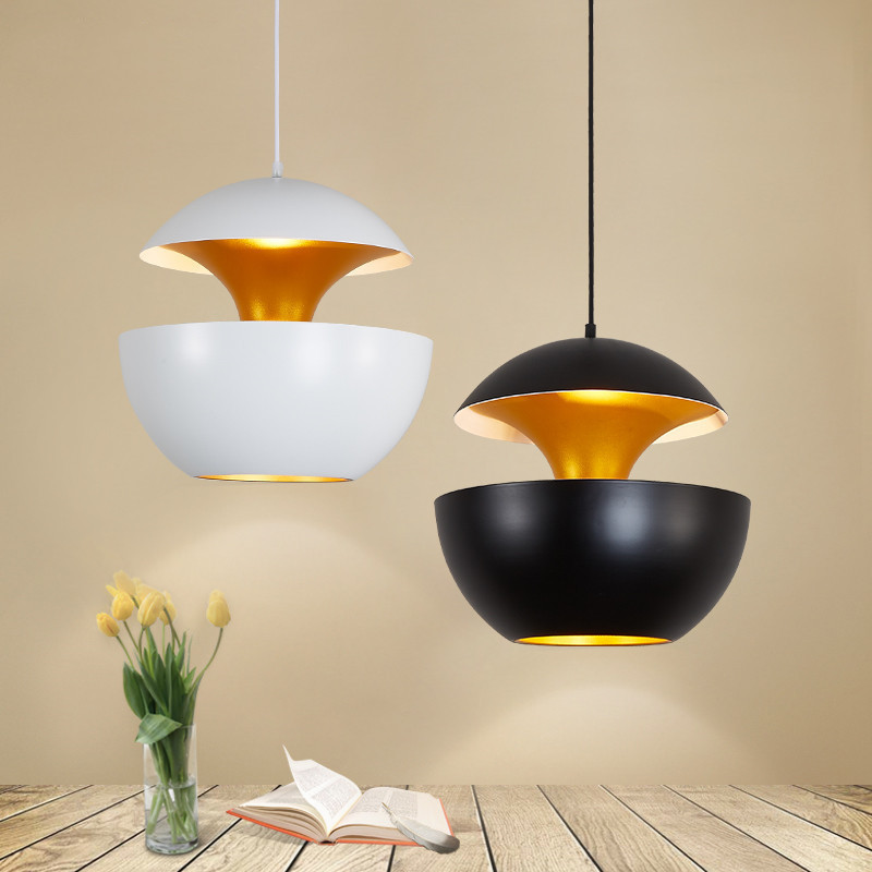 Kitchen apple shape black gold E27 hanging lamp indoor home decor small chandelier minimalist hotel bedside modern pendant light