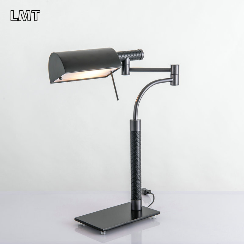 Factory wholesale hotel projects table lamps black retro industrial bedroom bedside lamp nordic modern leather table lamp