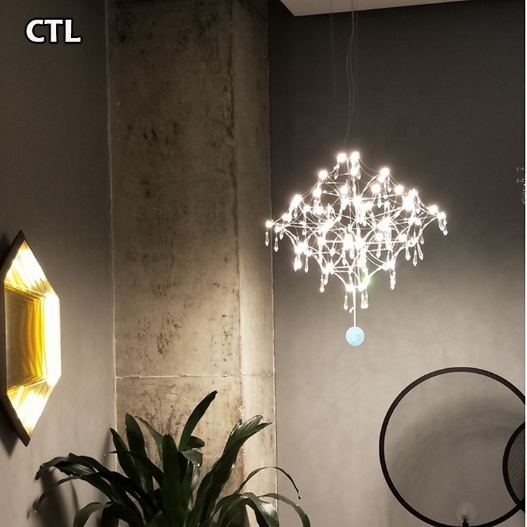 European popular chrome artistic pendant light fixtures residential decorative modern led pendant lighting chandelier