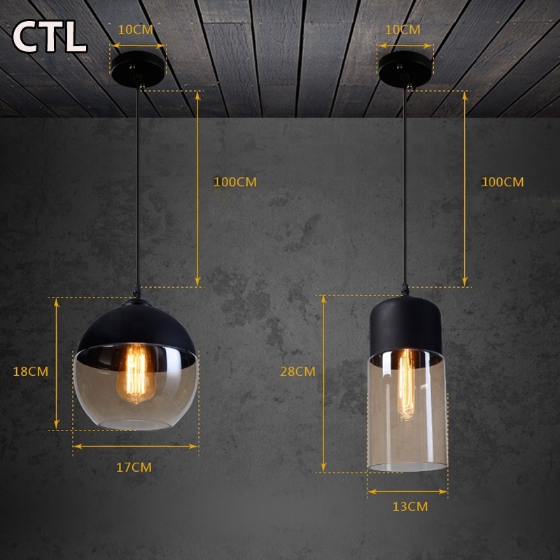 Kitchen island chandeliers black iron simple design hanging lamp hotel minimalist hand blown nordic modern glass pendant light