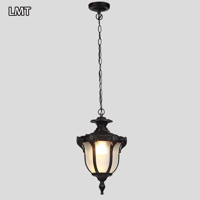 Industrial loft retro aisle balcony glass hanging lamp outdoor courtyard rustic bronze waterproof pendant light