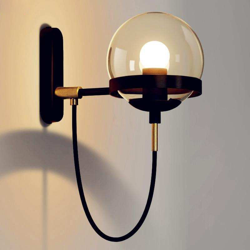 Hotel bedroom bedside E27 wall lamp decorative gold sconces wall lights innovative nordic modern glass wall lamp