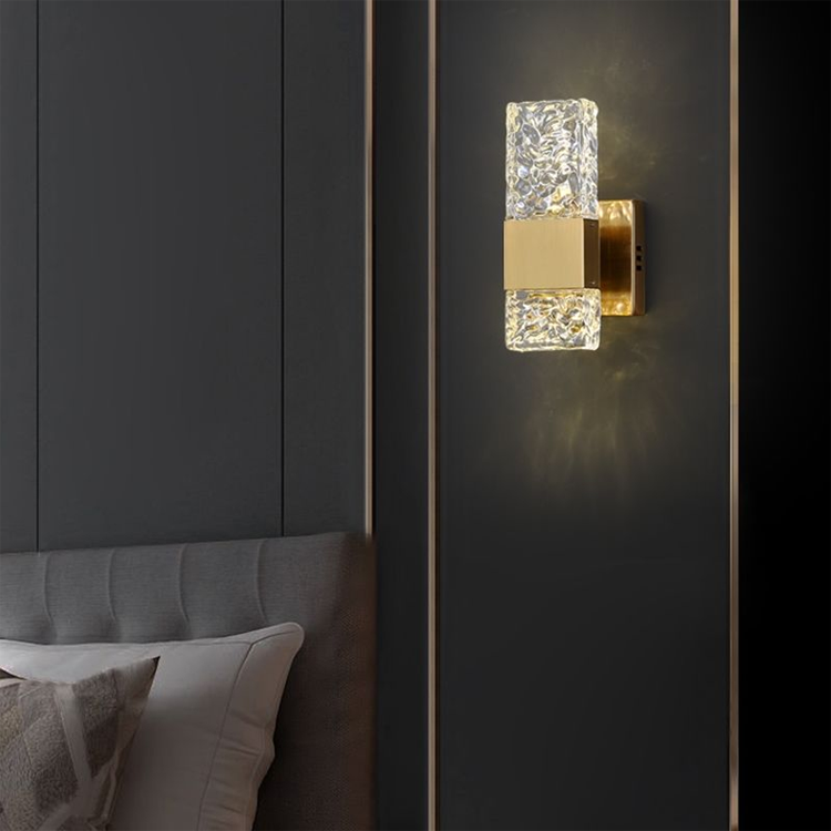 Indoor home decor gold luxury metal wall lamps hotel bedroom glass wall light with battery rechargeable modern led wall lamp