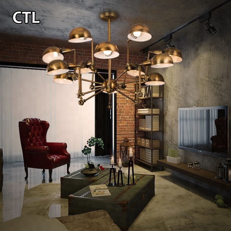 American style kitchen restaurant loft retro spider pendant light gold e27 ceiling lamp designers industrial vintage chandelier