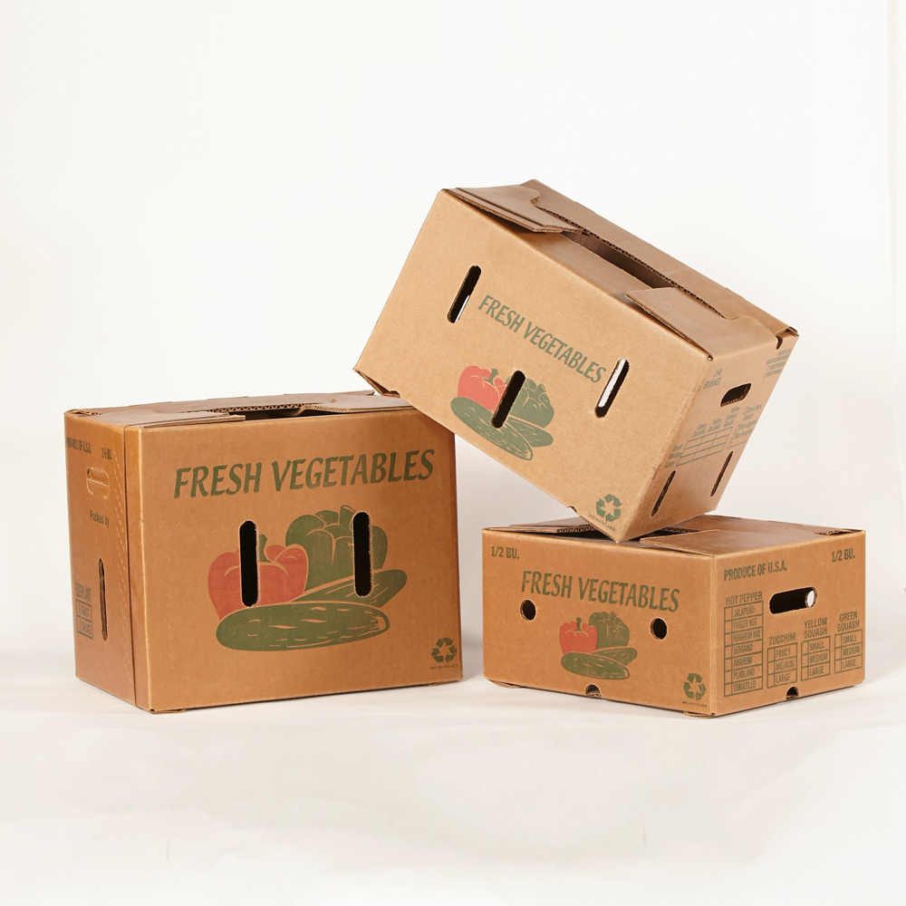 Wholesale Corrugated Cardboard 5 Kg Fruit Produce Boxes Vegetables Packaging Wax Carton Bushel Boxes