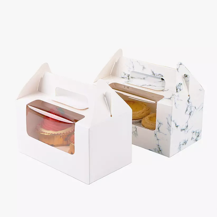 Cheap Price Food Grade Cardboard Paper Bakery Gable Box Cup Cake Box with Clear Window