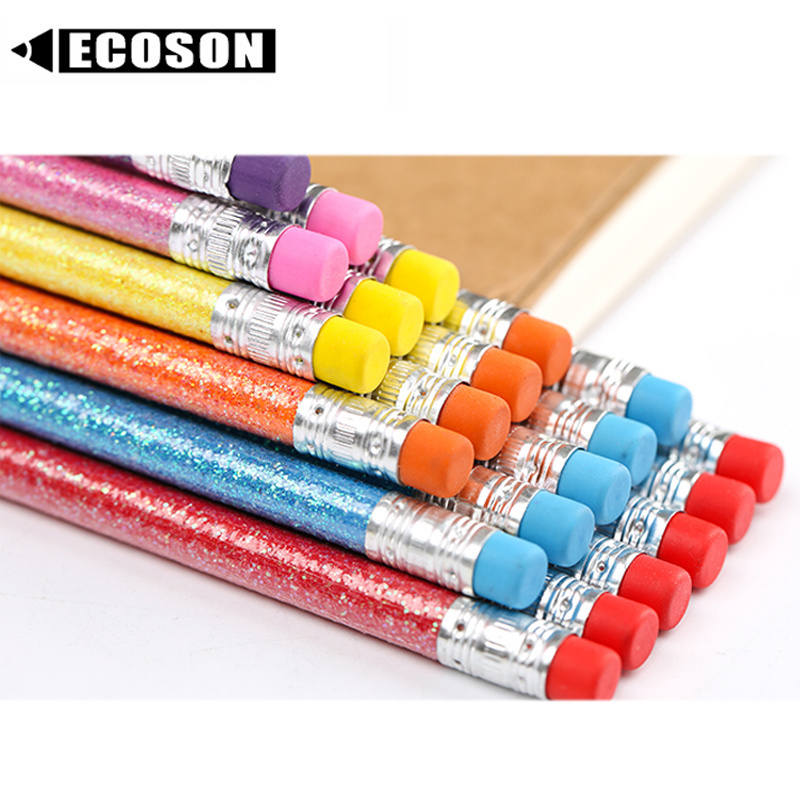 High Quality General Round Graphite Pencil Writing Drawing Wooden HB Shiny Glitter Pencil